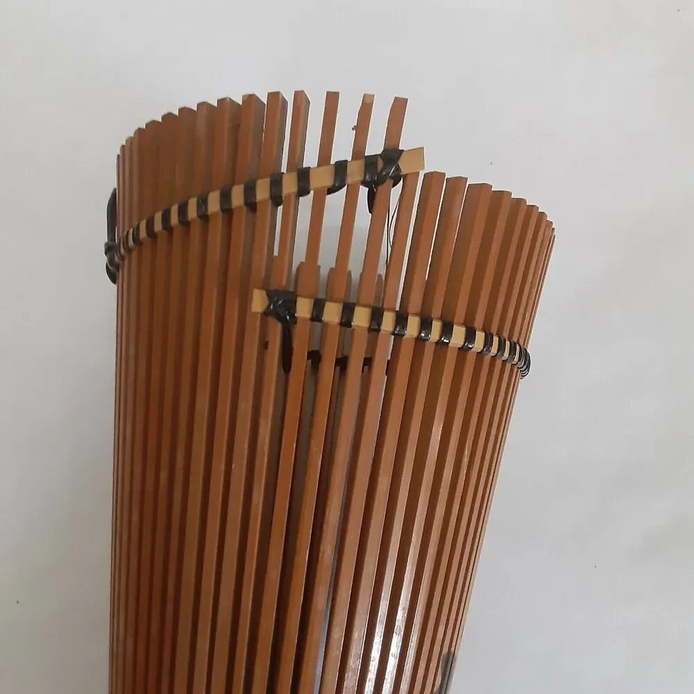 Vintage Asian Bamboo handprinted vase 9.5